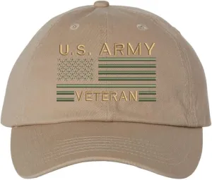US Army Veteran USA Flag Embroidered Dad Hat Unstructured USA Army Military Vet Adjustable Baseball Cap
