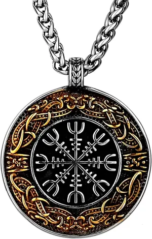 Viking Aegishjalmur Necklace for Men Women Nordic Mythology Amulet Pendant Stainless Steel Gold Color Necklace Jewelry