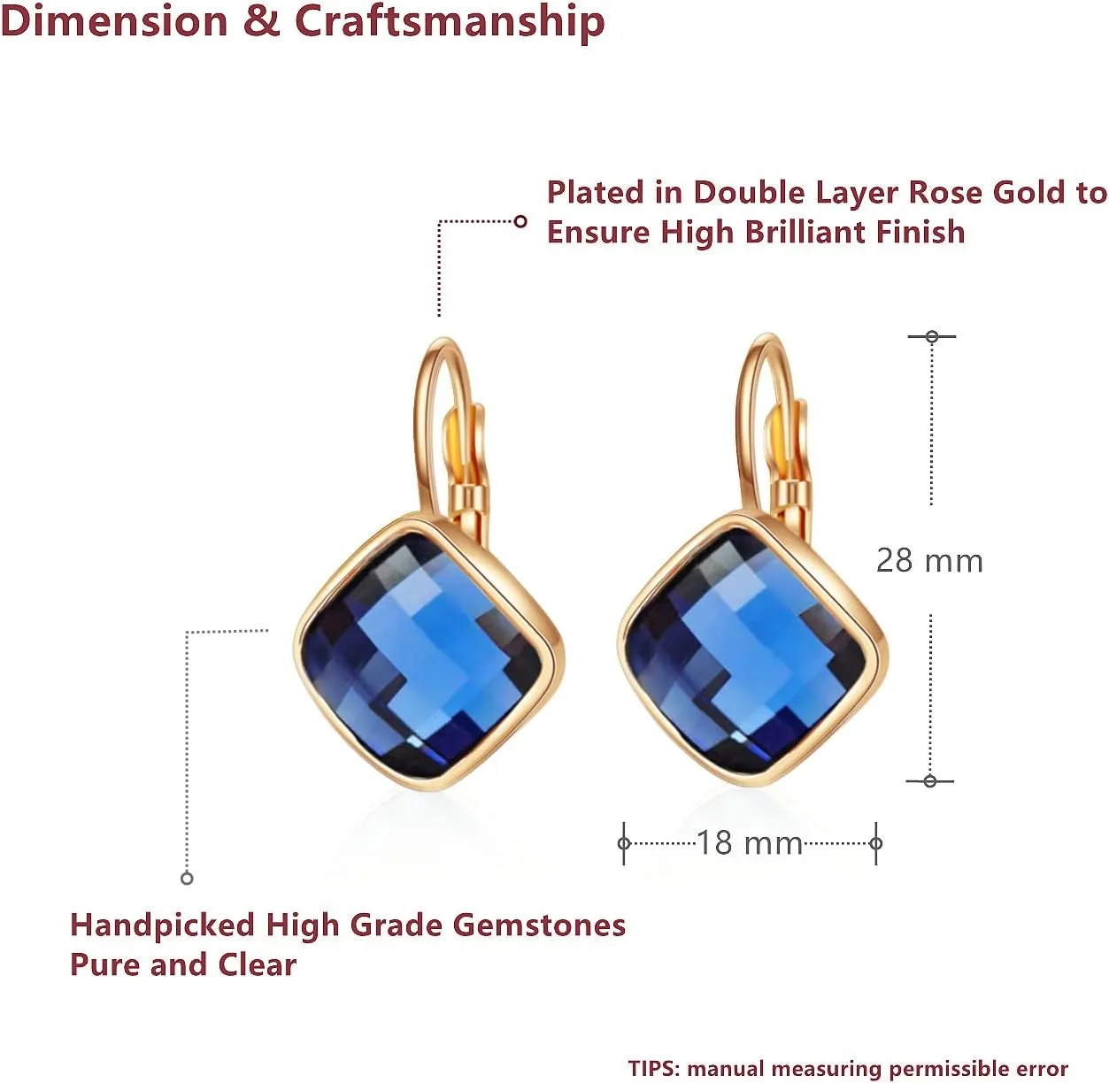 VONSSY Crystal Drop Dangle Earrings Leverback Hoop Hanging Zircon Jewelry Gift for Women Mother Wife