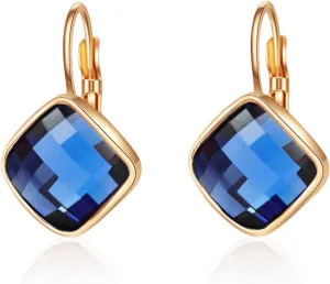VONSSY Crystal Drop Dangle Earrings Leverback Hoop Hanging Zircon Jewelry Gift for Women Mother Wife