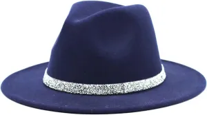 Women Diamond Fedora Unisex Wide Brimmed Jazz Top Hat Classic Elegant Panama Hat Gentleman Hat