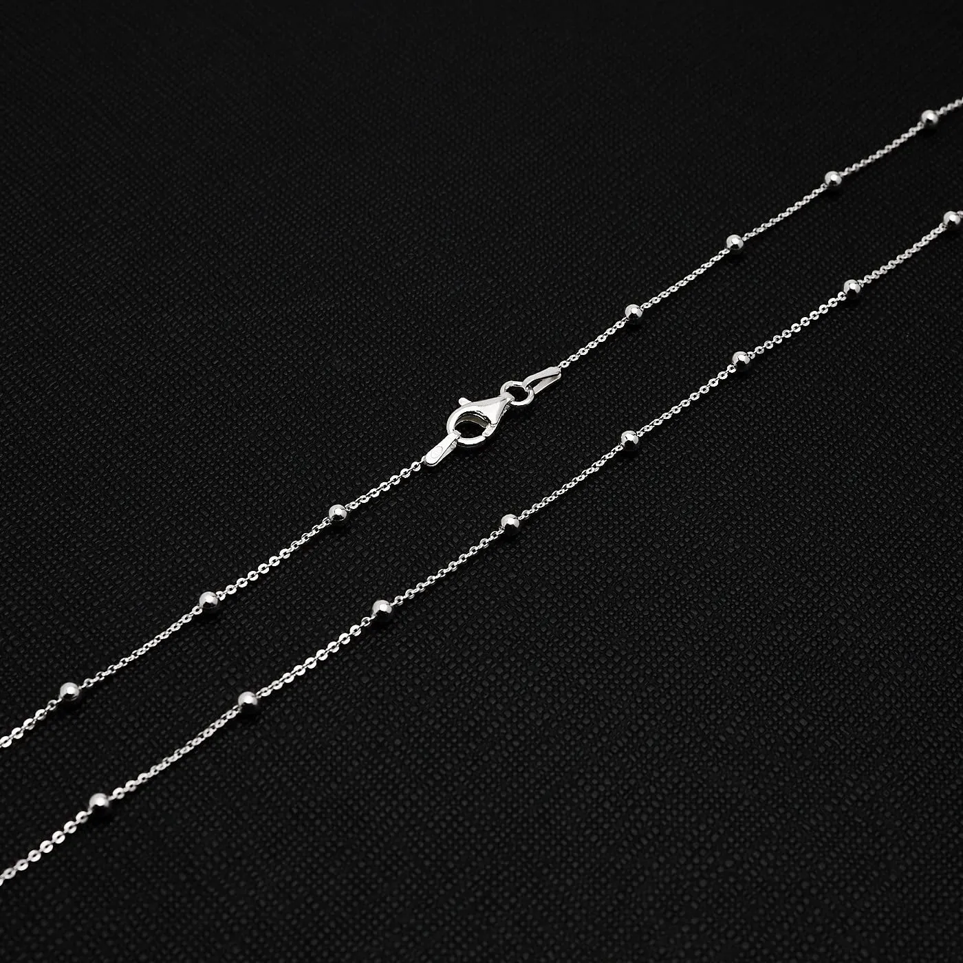 Women's 925 Sterling Silver Small Ball Beaded Stacking Chain Necklace Minimalist Chain