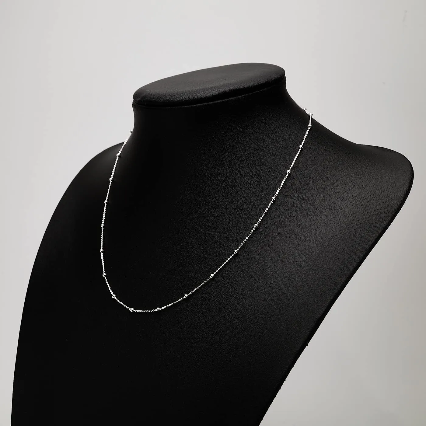 Women's 925 Sterling Silver Small Ball Beaded Stacking Chain Necklace Minimalist Chain
