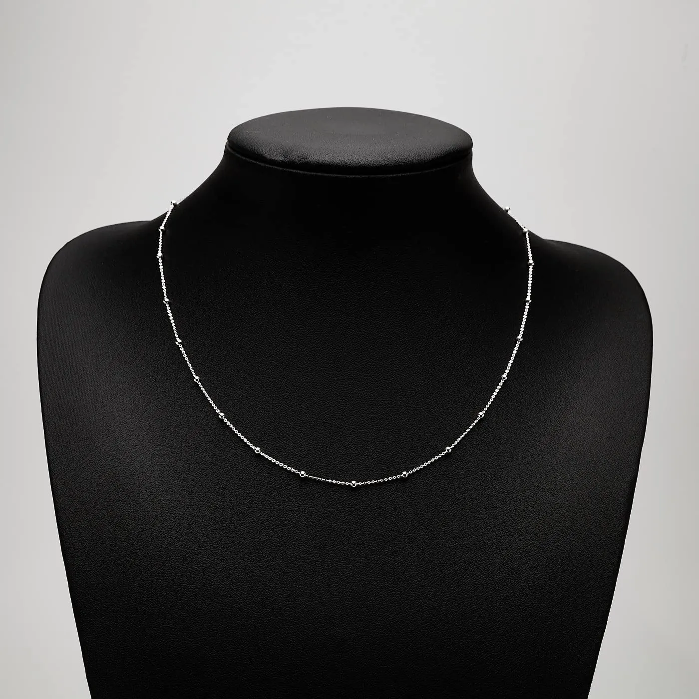 Women's 925 Sterling Silver Small Ball Beaded Stacking Chain Necklace Minimalist Chain