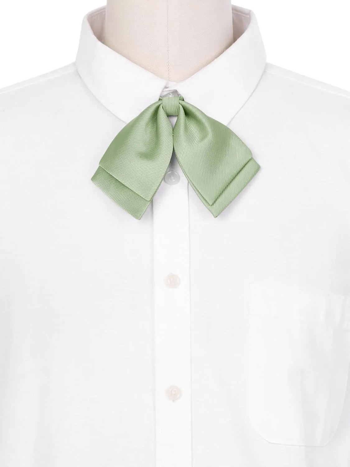 Women's Bowtie Satin Adjustable Pre-Tied Double Layer Collar Bow Ties for Uniform Shirt