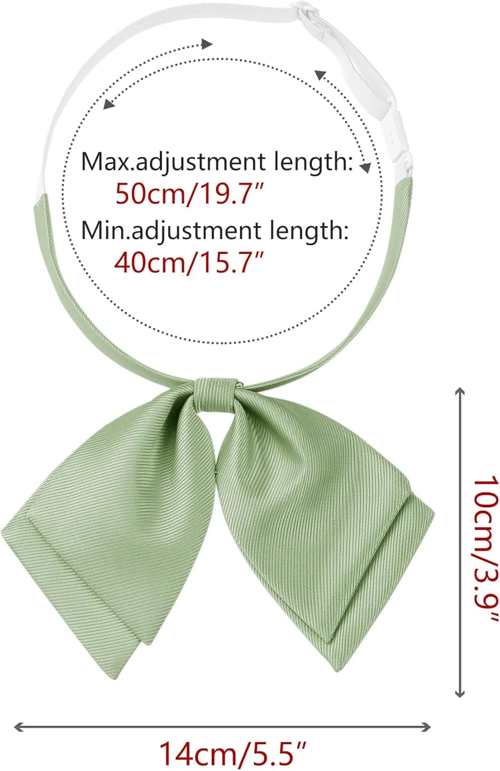 Women's Bowtie Satin Adjustable Pre-Tied Double Layer Collar Bow Ties for Uniform Shirt